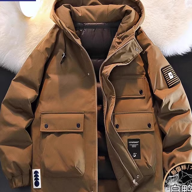 白鸭绒羽绒服男士秋冬季2025新款加厚款抗寒冬装连帽工装11