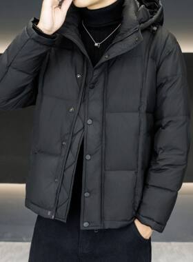 情侣羽绒服男女2025冬季新款连帽短款加厚保暖防寒面包服百搭外套