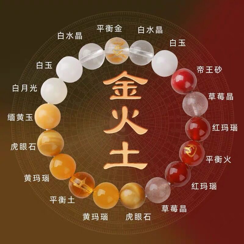 批发五行缺补喜用金火土手链男女款天然水晶多宝手串平衡五行饰品