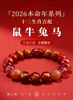 2026马年本命年天然水晶手串三合六合化岁消解手链钱串子招米手链