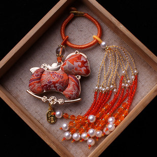 橙色小马成品非遗宋锦挂件包包吊坠旗袍汉服挂饰腰挂车挂钥匙扣坠