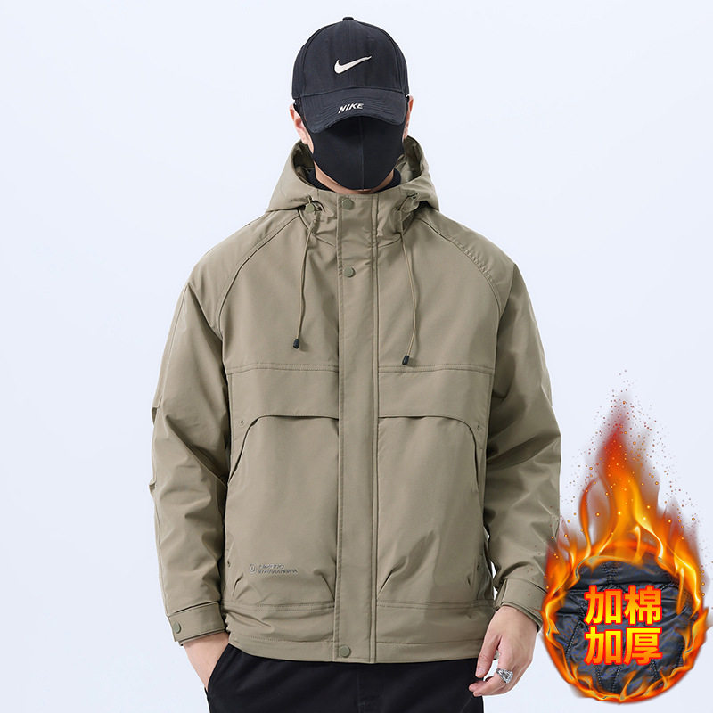 2025秋冬男款韩版男士连帽大口袋休闲棉衣棉服夹克外套二棉男装