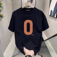 欧美情侣装夏季装潮牌字母同色系高级感不一样的印花很仙短袖t恤