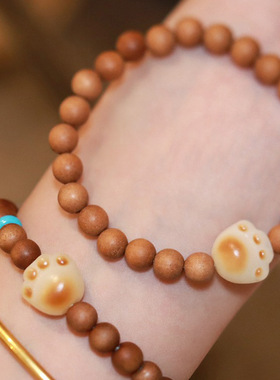 《奶味猫爪》天然奶香老桃木手串女炭烧木质情侣手链生日礼物