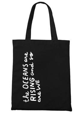 ocean 海平面上涨环保主题爱护地球帆布袋子包单肩通勤便携购物
