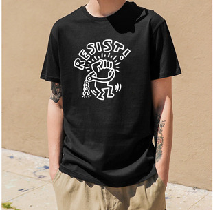 Keith 衣服圆领艺术涂鸦男女纯棉t恤 Haring卡斯哈林t恤resist短袖