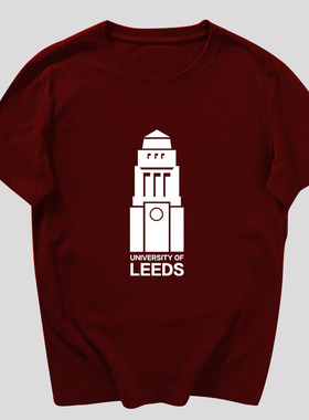 利兹大学T恤leeds 英国留学生文化衫纪念短袖 圆领男女T恤 短袖