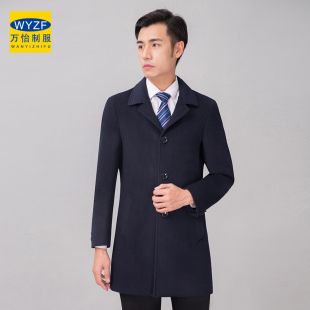 秋冬职业正装男士短款顺毛呢大衣置业顾问酒店售楼部工作服外套