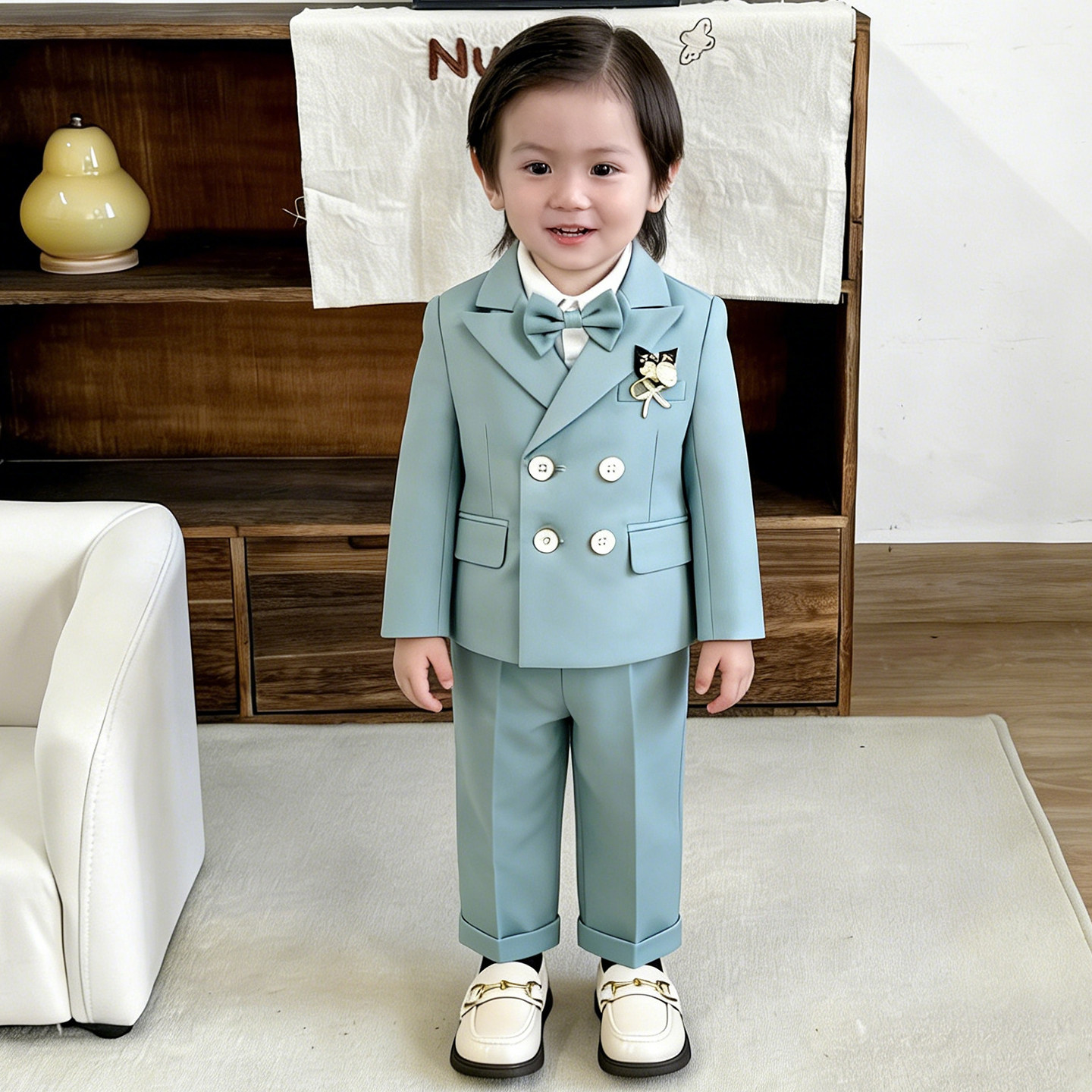 痞帅男童花童小西装儿童西服套装2026新款帅气时髦男宝生日宴礼服