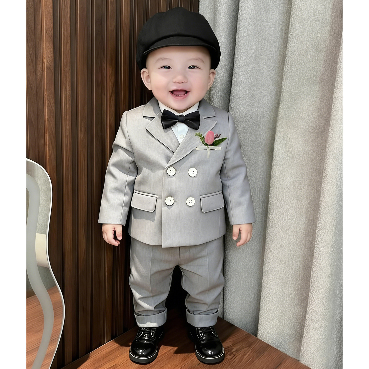 宝宝西装套装周岁礼服男宝宝洋气西服2026新款帅气花童男童小西装