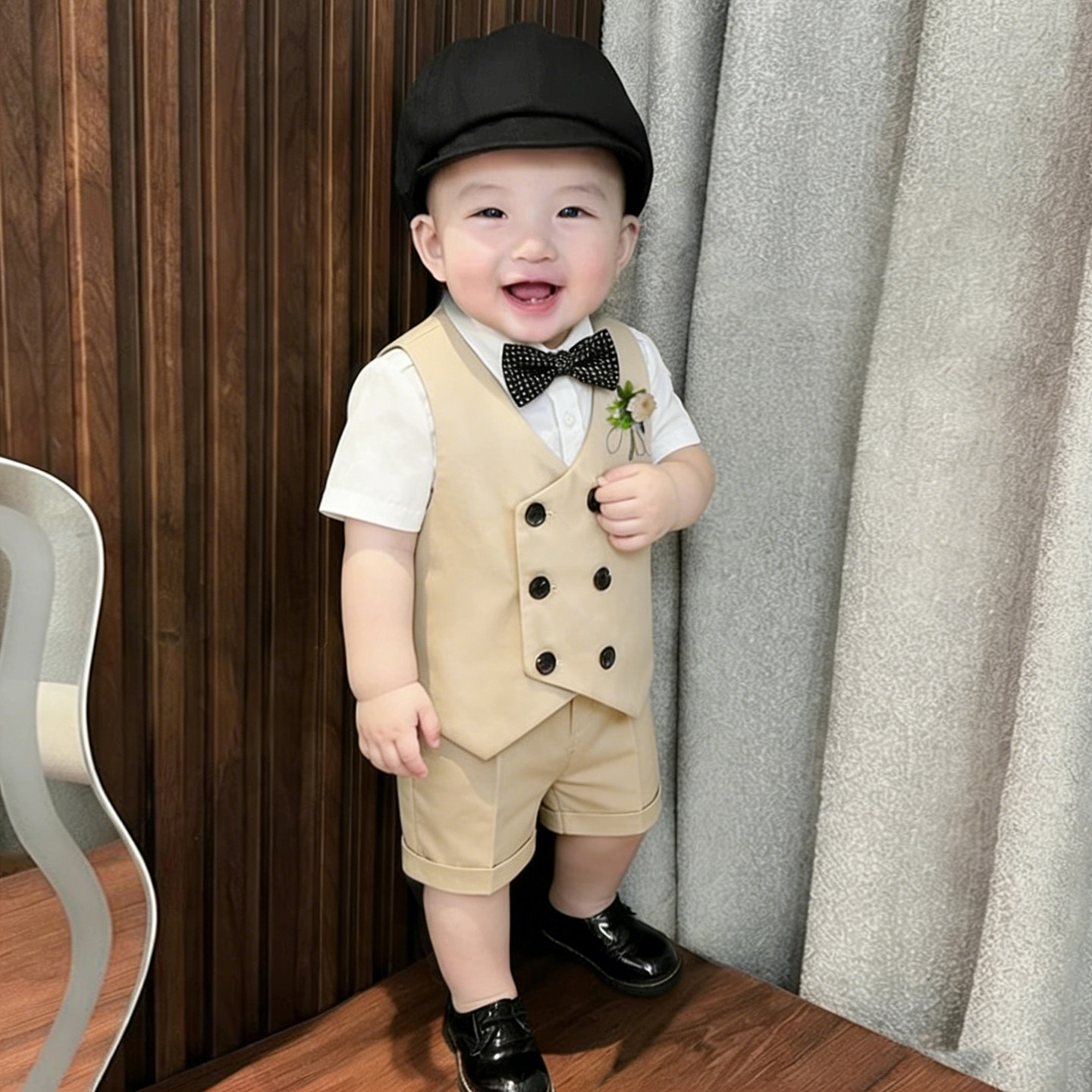 男宝一周岁宴礼服西装儿童西装套装2026新款洋气花童男童婚礼正装