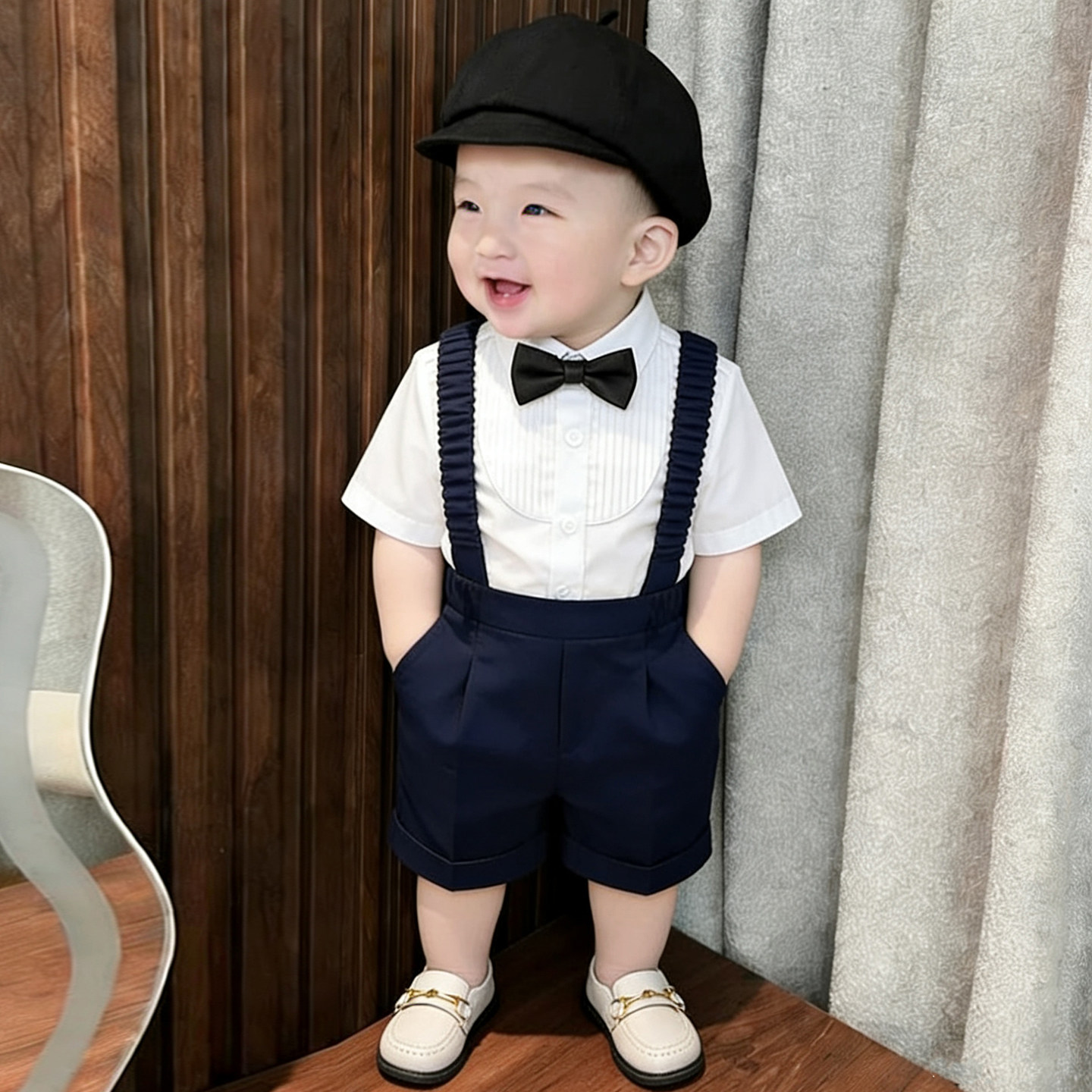 宝宝西装周岁礼服男宝西服春秋款儿童抓周小西装洋气花童男童正装