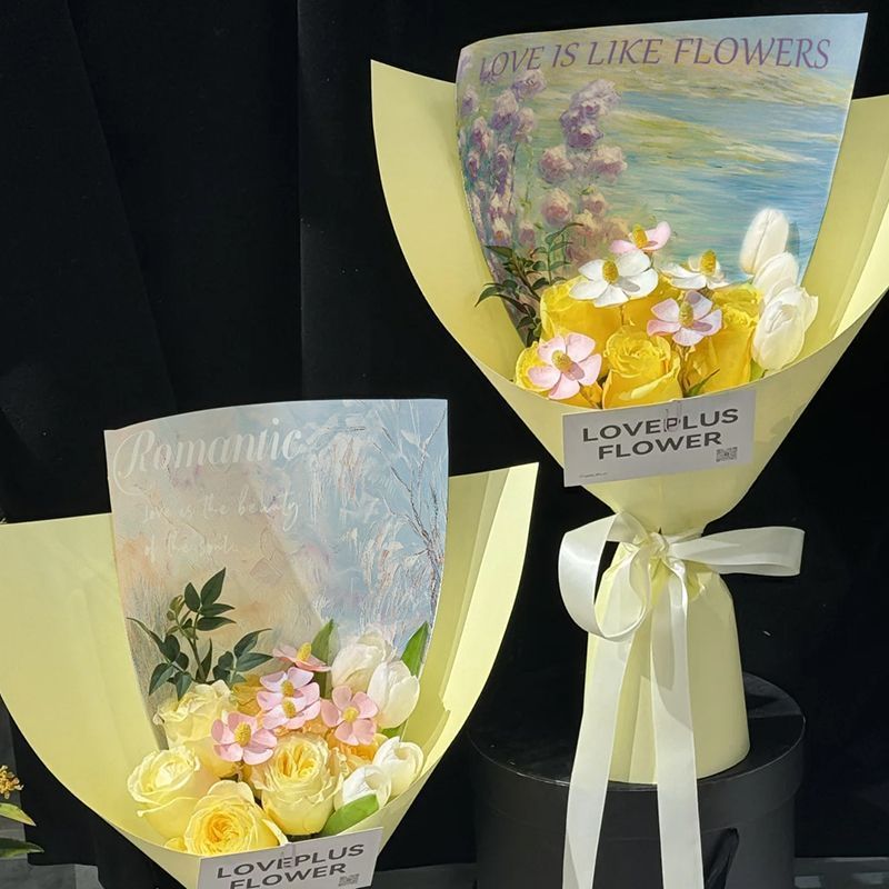 油画系列鲜花包装纸花艺包装材料