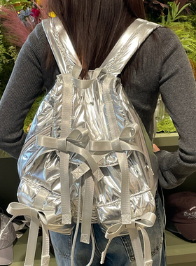 Casselini小众设计感蝴蝶结双肩包女大容量背包户外旅行出游轻便