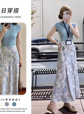 胖东来单件/少女感别致穿搭2026夏季设计感碎花绑带半身裙辣妹修