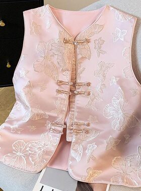 胖东来马甲刺绣国风女背心国风中式新中式新马甲无袖外穿唐装马坎
