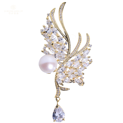 帝升民族风水晶紫荆花环胸针