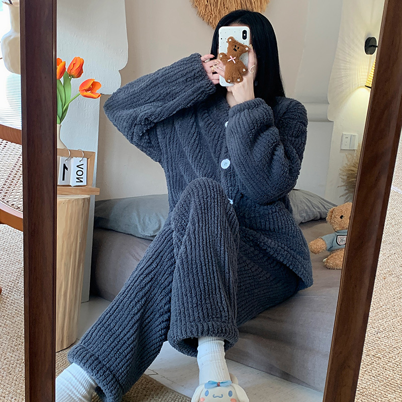 珊瑚绒大码睡衣女冬季可外穿