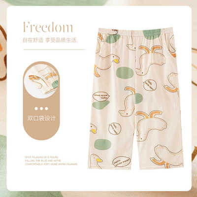 夏季200斤空调宽松7分纯棉家居裤