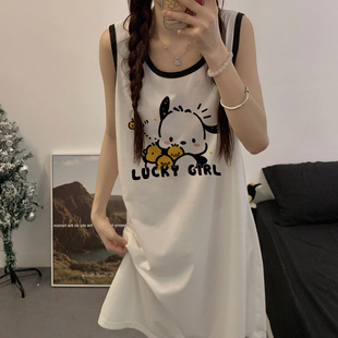 纯棉卡通韩版帕恰狗宽松无袖睡裙女款夏天奶呼呼少女2025新款睡衣