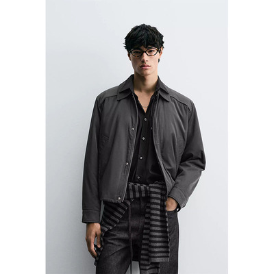 2025冬季新品男装翻领boxy fit科技棉服衬衫短款外套 1437362 801