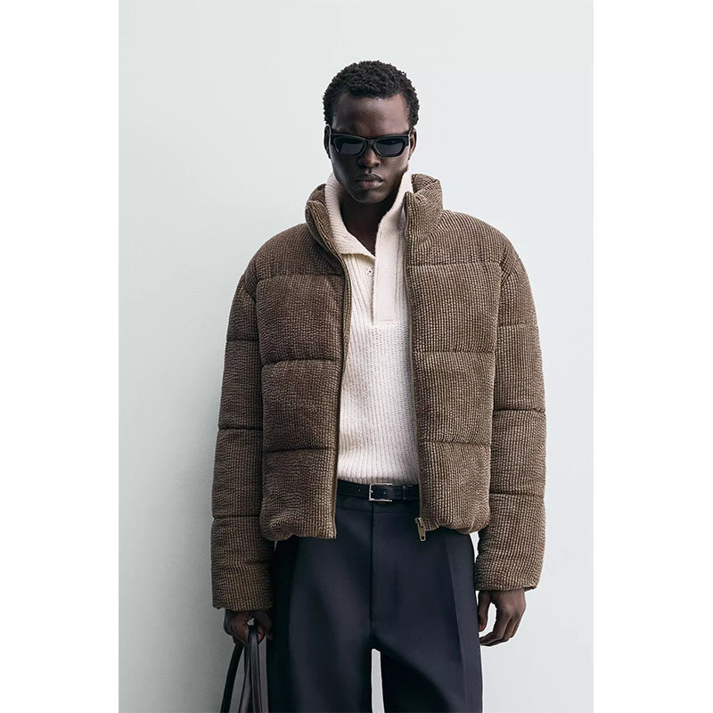 2025冬季新品 男装立领宽松复古灯芯绒棉服夹克外套 3833305 800