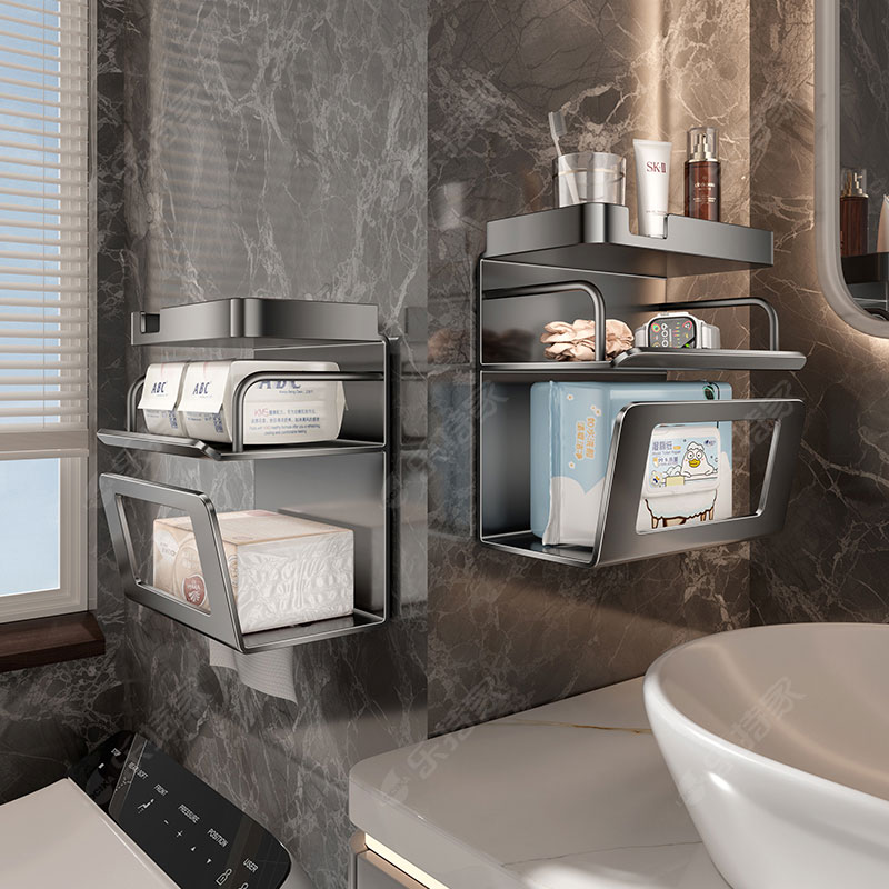 卫生间纸巾盒壁挂免打孔抽纸厕纸放置盒卫生纸湿巾收纳置物架高级