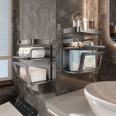 卫生间纸巾盒壁挂免打孔抽纸厕纸放置盒卫生纸湿巾收纳置物架高级