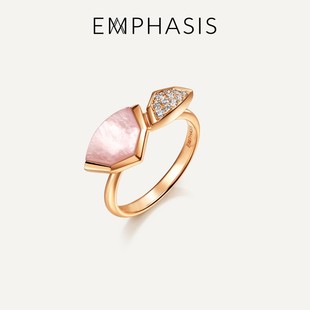EMPHASIS艾斐诗「合」系列18K玫瑰金色黄金钻石贝母戒指96317R