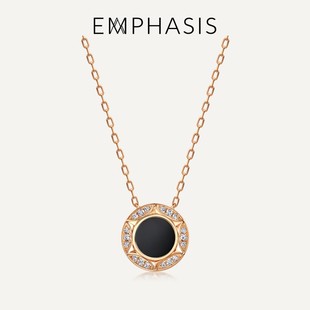 EMPHASIS艾斐诗「恒」系列18K玫瑰金黑玉髓钻石项链94602N