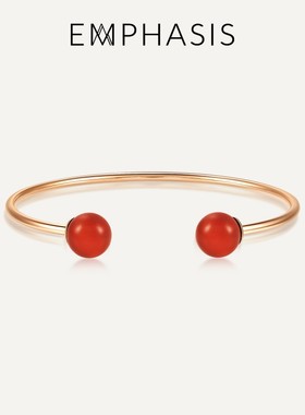 EMPHASIS艾斐诗「宇」系列18k玫瑰金镶嵌玉髓女士手镯93330K