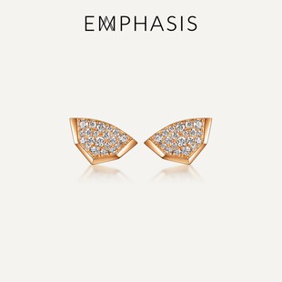 EMPHASIS艾斐诗「合」系列18K玫瑰金色黄金钻石耳钉96316E