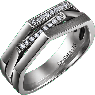 EMPHASIS艾斐诗「冠」系列18K黑金枪色钻石戒指指环93048R