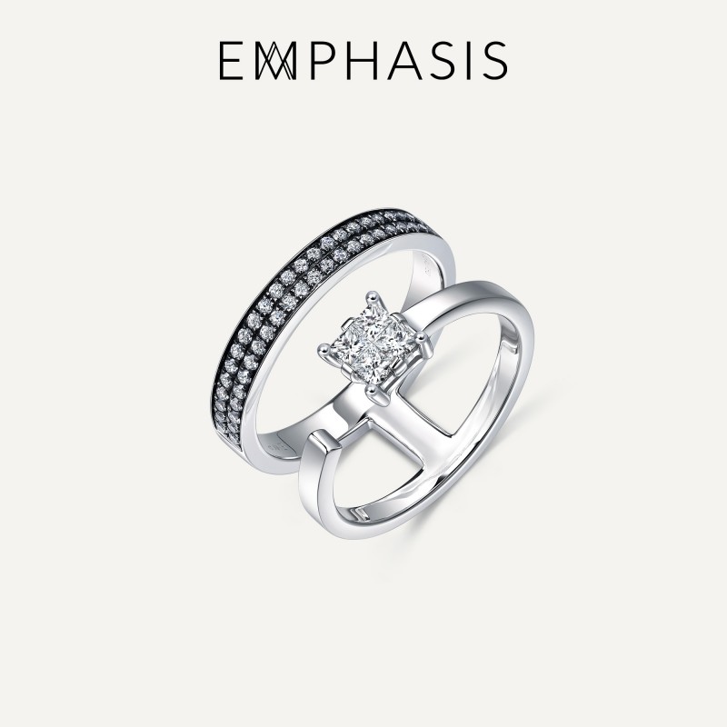 「密」系列18K金公主方钻石戒指