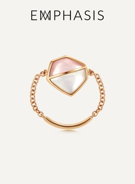 EMPHASIS艾斐诗「合」系列18K金贝母链条软身戒指90956R