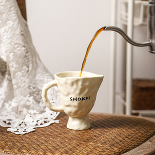 原创设计手捏不规格水杯陶瓷马克杯咖啡杯高脚杯早餐杯情侣杯子