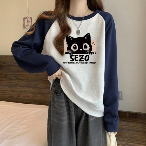 女大童春秋薄款无帽圆领卫衣