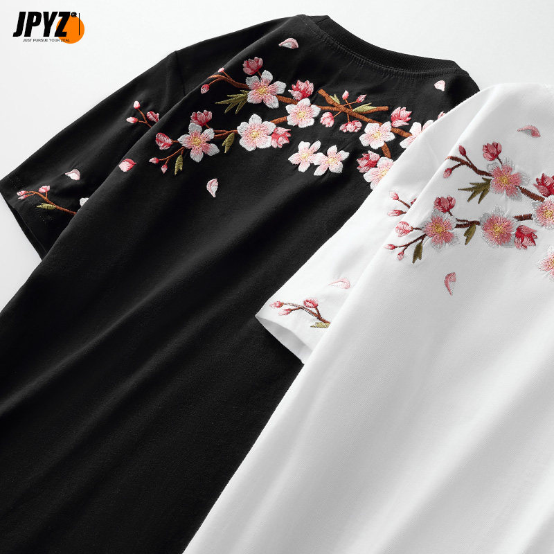 夏季大码国潮纯棉高级质感体恤情侣半袖衣服潮牌梅花刺绣短袖t恤,男装,T恤,淘宝优惠券,粉丝福利购,淘宝优惠卷