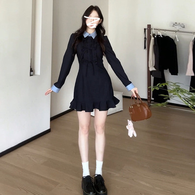 2025新款女装法式高级感小个子气质短裙秋冬季配大衣内搭连衣裙子