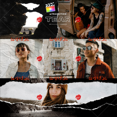 fcpx中文转场插件50组纸张撕裂撕纸拼贴过渡效果mTransition Tear