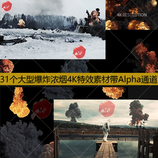 31个大型爆炸浓烟特效合成VFX动画4K视频素材 带Alpha透明通道