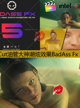 FinalCut油管网红流行复古时尚vlog视觉特效fcpx插件 BadAss FX 5