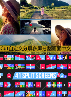 FinalCut自定义分屏多屏41款模版分割画面效果fcpx中文插件M1/2/3