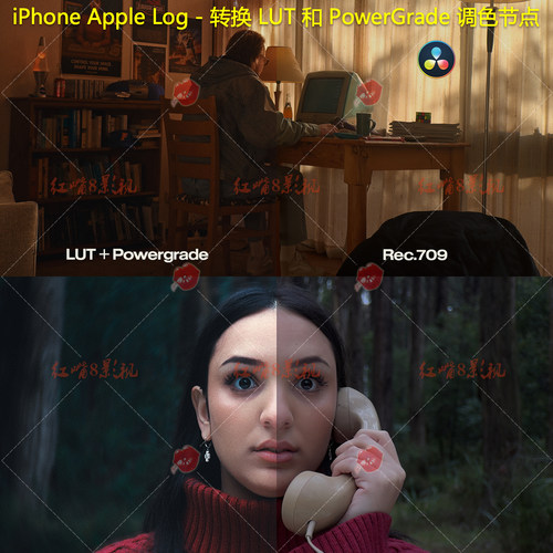 Apple Log/Log2 转换LUT预设+达芬奇电影胶片调色节点 PowerGrade