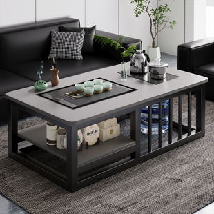 办公室茶几会客泡茶茶桌现代轻奢客厅家用双层一体式边几沙发桌子