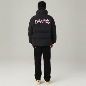 DUAMIN经典字母印花加厚棉服基础百搭宽松休闲男女加绒保暖立领外