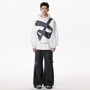 DUAMIN 基础美式复古字母logo印花亲肤休闲宽松重磅套头连帽卫衣