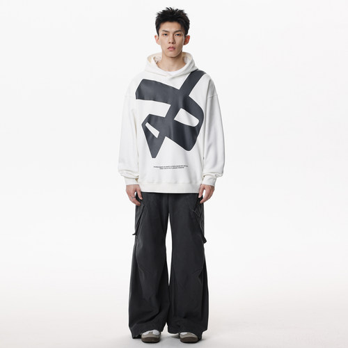 DUAMIN 基础美式复古字母logo印花亲肤休闲宽松重磅套头连帽卫衣