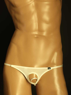 男士舒适性感内裤弹力冰丝时尚镂空丁字裤漏洞男T裤 细绳