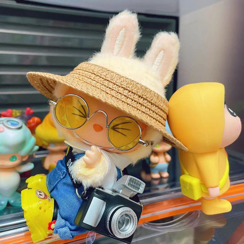 泡泡玛特LABUBU拉布布坐坐派对搪胶挂件17厘米15cm马卡龙玩偶衣服